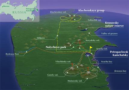 Kamchatka tours map